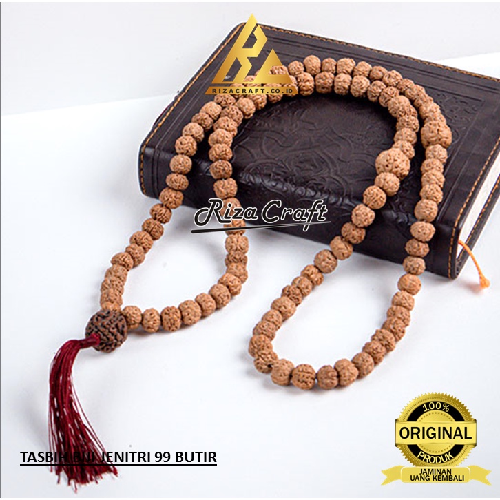 Tasbih Biji Jenitri Genitri Rudraksha Asli Terbaik 99 Butir. Bersertifikat