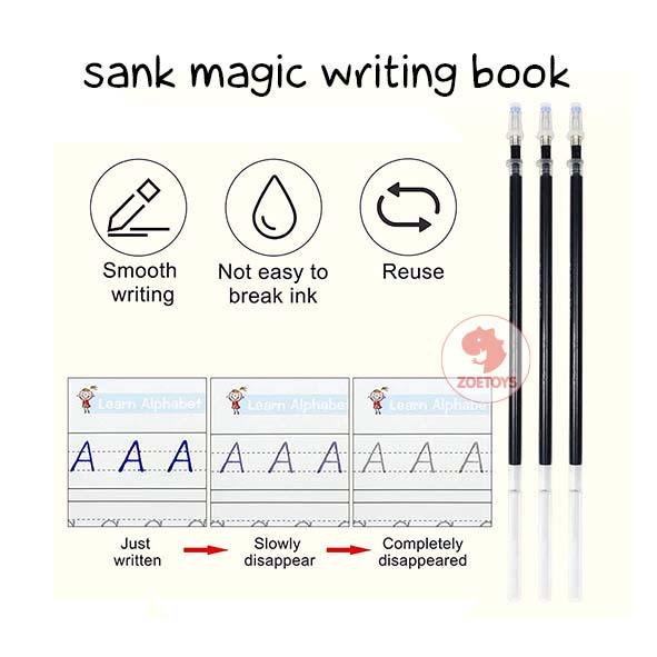 Zoetoys Sank Magic Writing Book | Buku Ajaib Pintar Belajar Menulis | Latihan Tracing Menghitung Menggambar Tulis Huruf Dan Angka | 1 Set Buku Isi 4 + Pulpen Buku Prasekolah Paud TK Mainan Edukasi Anak