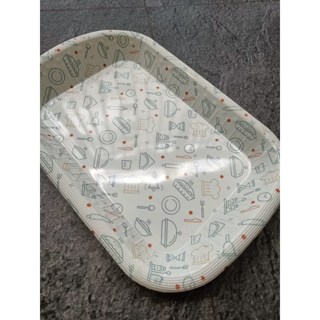 Nampan Plastik Motif Marble Large Tinggi 877