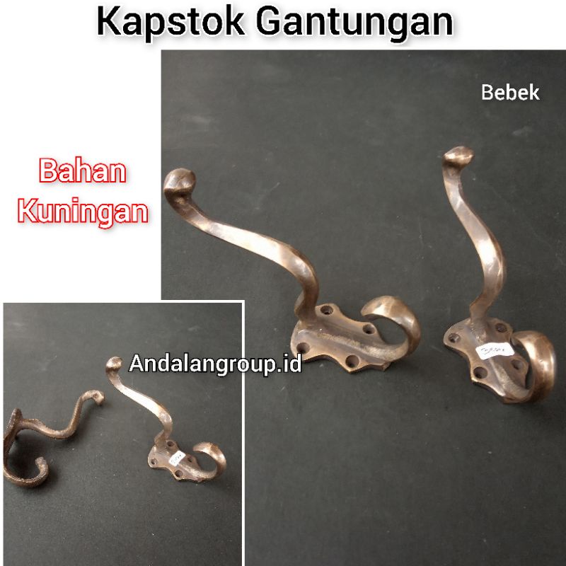 kapstok kuningan antik hook gantungan baju kuno jadul unik 2 kait