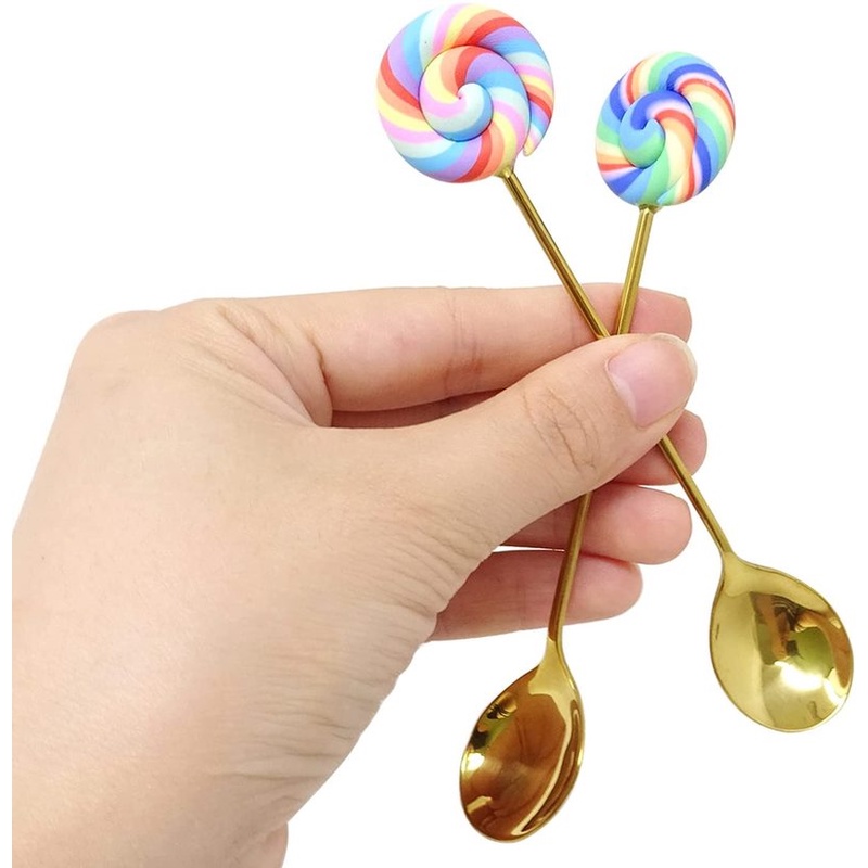 304 Stainless Steel  Donut Lollipop Fork Spoon Kid Cutlery Dinnerware Accessories for Dessert ,Fruit,Honey ,Coffee,Dessert