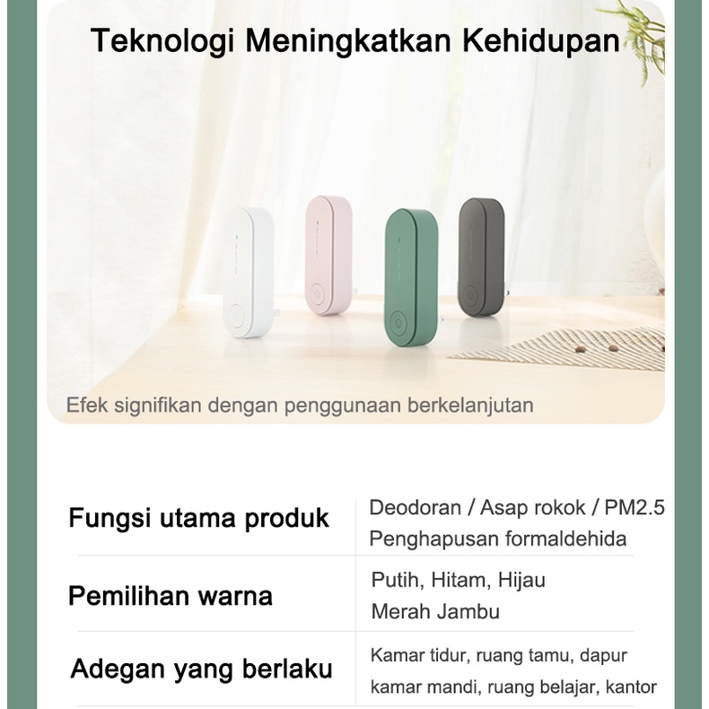 ITS Ion Negatif Air Purifier Hapus Debu Asap Portabel Pembersih Udara Colokan Eropa Konsumsi daya rendah nol desibel Chip hemat daya Kantor Rumah Dapur Kamar tidur