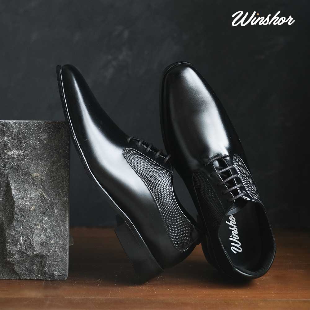 Sepatu Pantofel Kulit - Winshor - Hazelton - Black