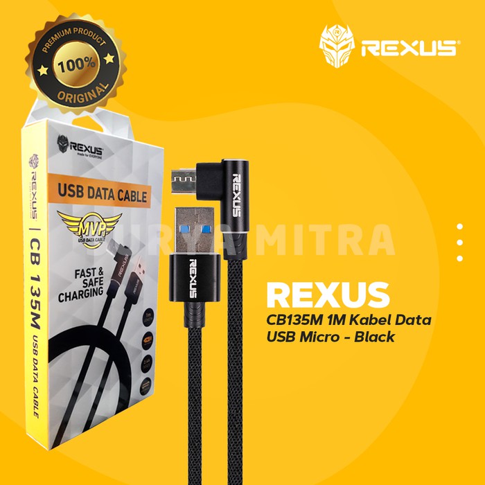 Kabel Data Micro Usb Rexus CB135M 1M Fast Charging 2.4A CB-135M