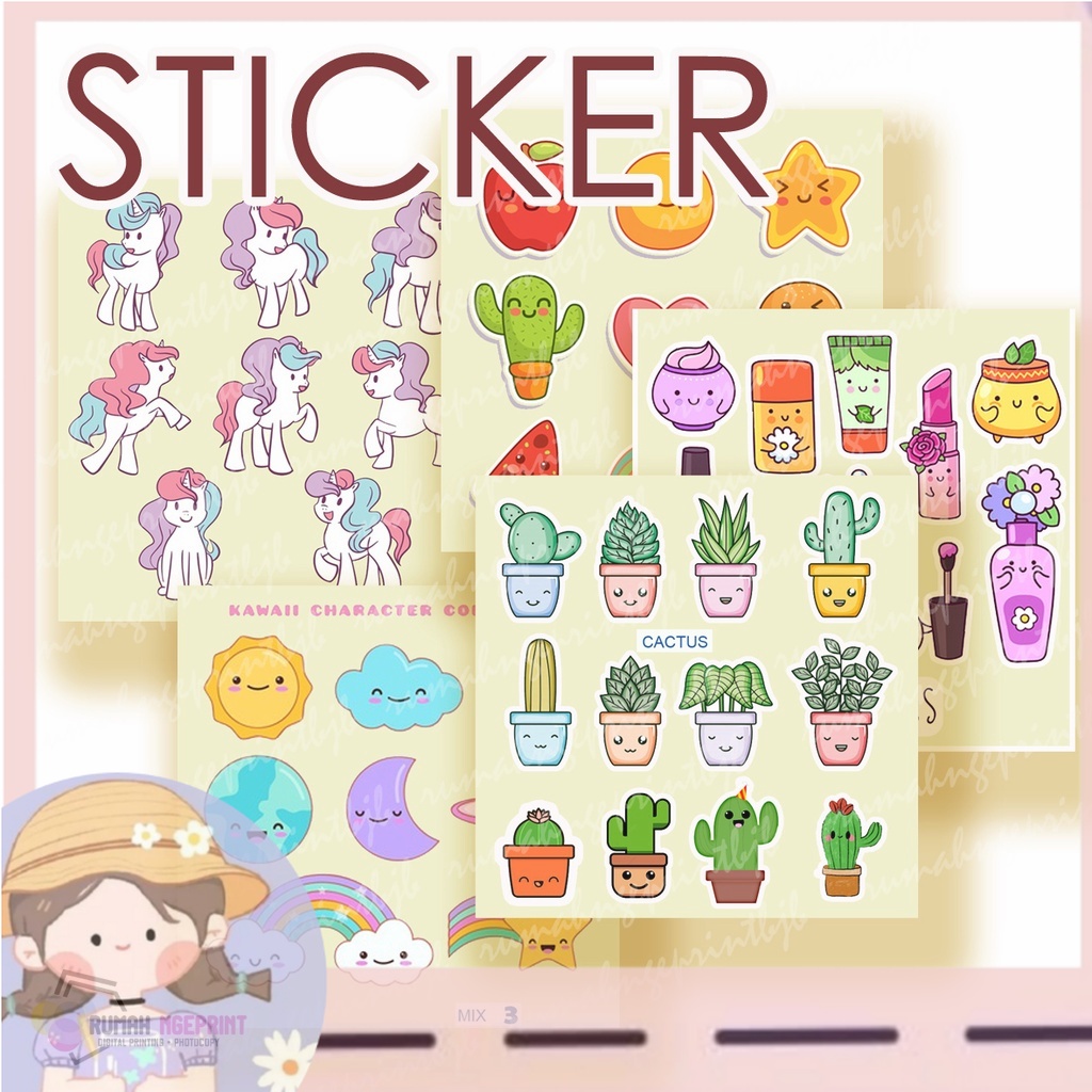 (HNR)STIKER LUCU KAWAI HEWAN/ AESTHETIC/ ANIME / RUSTIC / BIAS/ CUSTOM