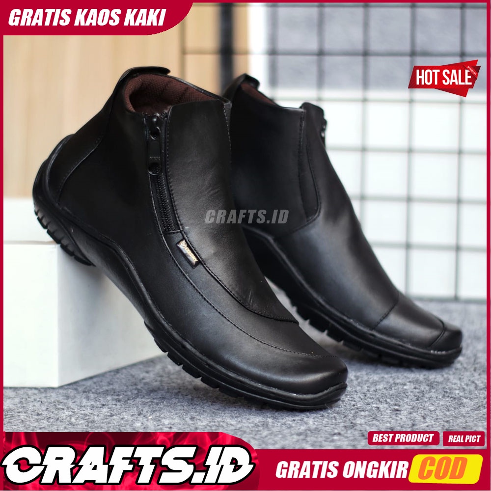 CRAFTS X CORA Sepatu Casual Formal Kulit Asli Kasual Pantofel Kerja Kantor Pria Cowok