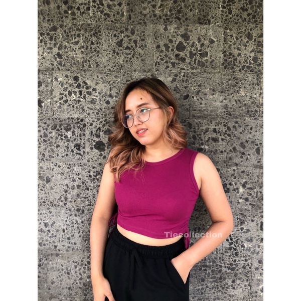 Tanktop Tali Serut Samping Crop Top