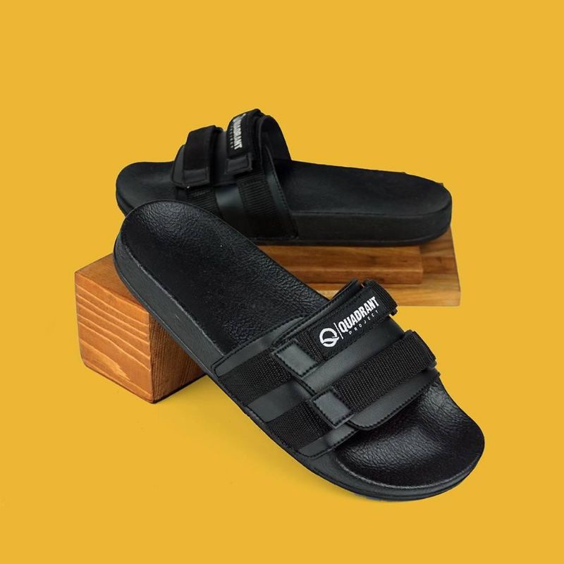 Sandal Slide Pria Elive Quadrant Original Casual Webbing Hitam