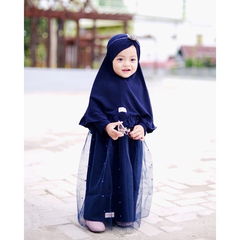 gamis anak perempuan / baju muslim anak perempuan aysa navy