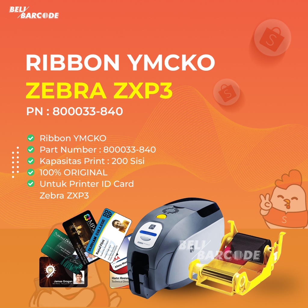 RIBBON WARNA ZEBRA PRINTER ZXP 3 SERIES - YMCKO WARNA ZXP3 SERIES ORI