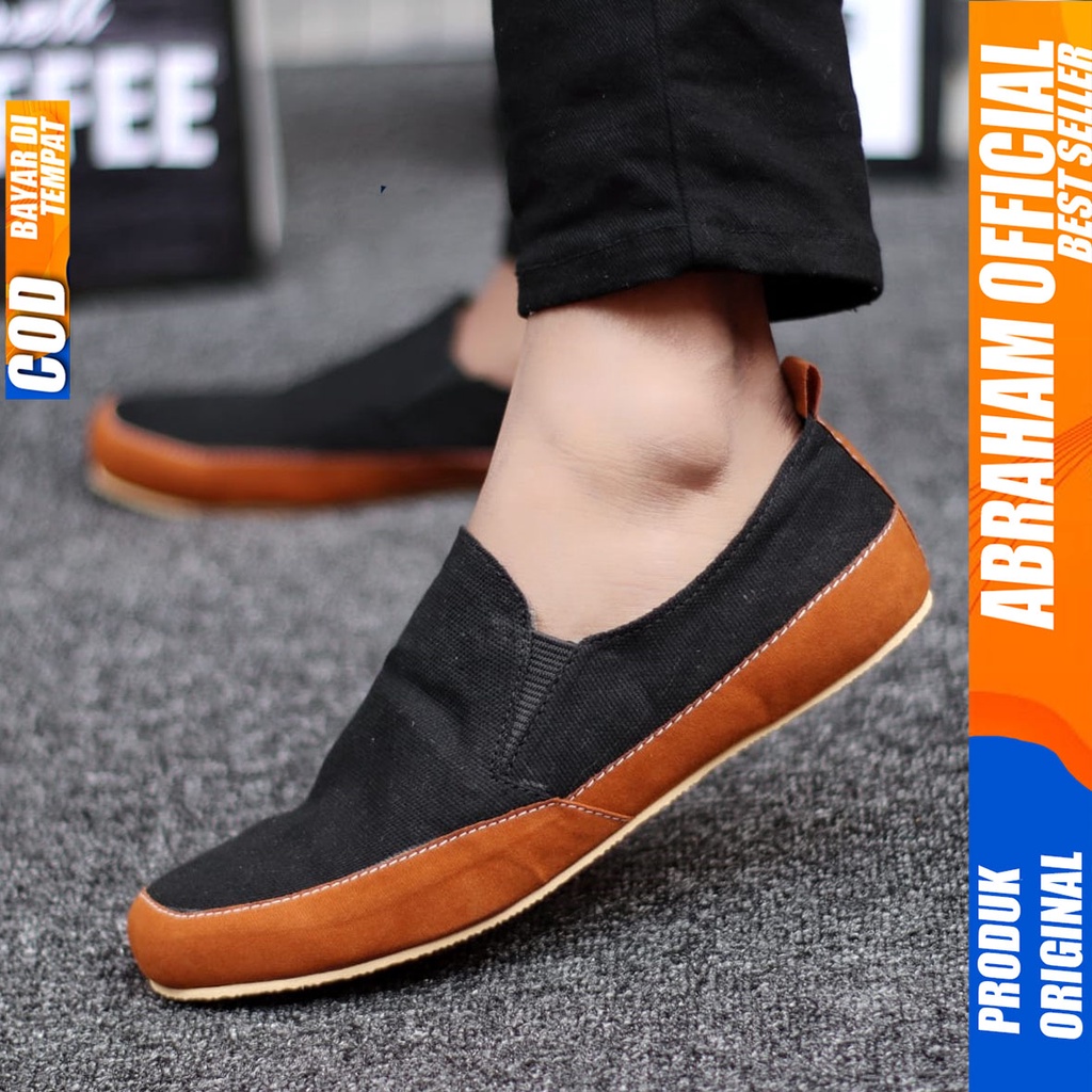 Sepatu Slip On Hitam Kerja Kantor Pria Abraham Gio