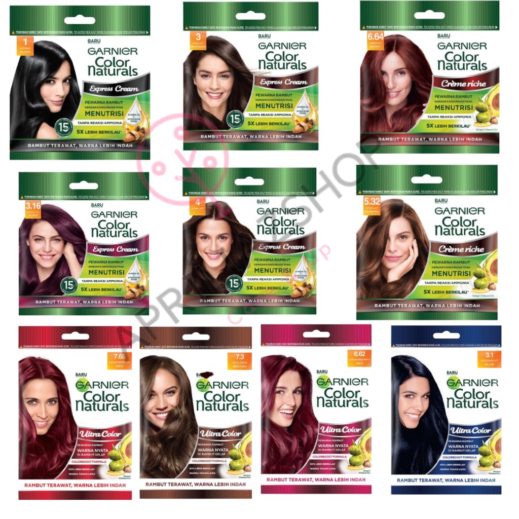 Garnier Hair Colour Sachet / Pewarna Rambut Garnier / Pewarna Rambut / Semir Rambut / Sisir Semir