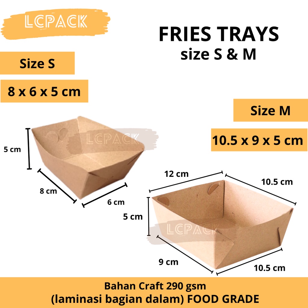

Paper Fries Tray Tempat Sajian Kentang Goreng Box Kentang Goreng Kardus Coklat Dus Box Coklat Wadah Saji Kentang Goreng Wadah saji cemilan sekali pakai Box Kraft Packaging Berlaminasi 8x6x5 CM