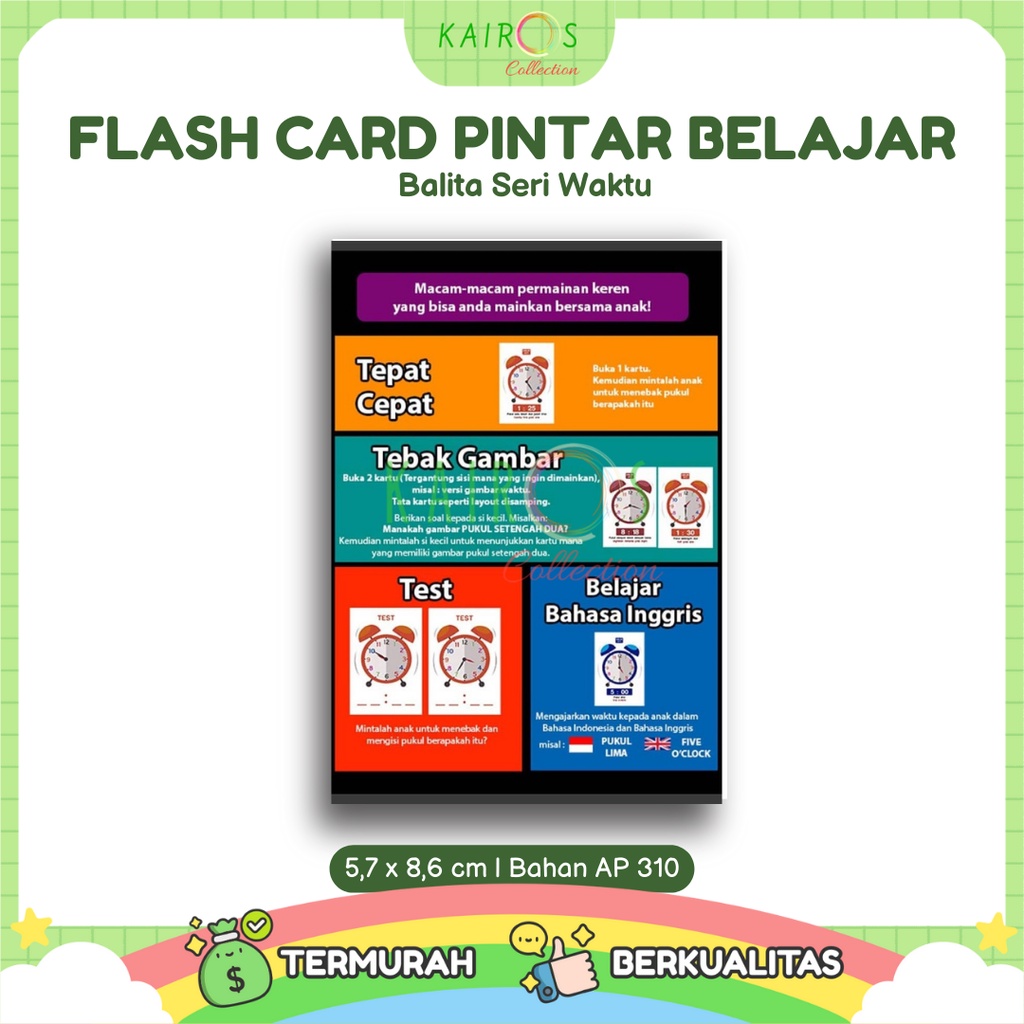 Flashcard Kartu Pintar Belajar Balita Seri Waktu