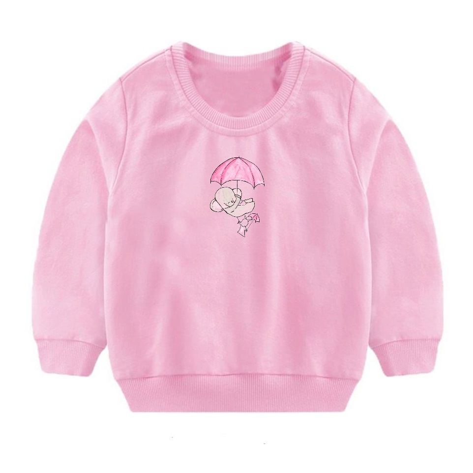 Sweater Crewneck Anak Balita Umbrella Elephant Bahan Pleece Tebal