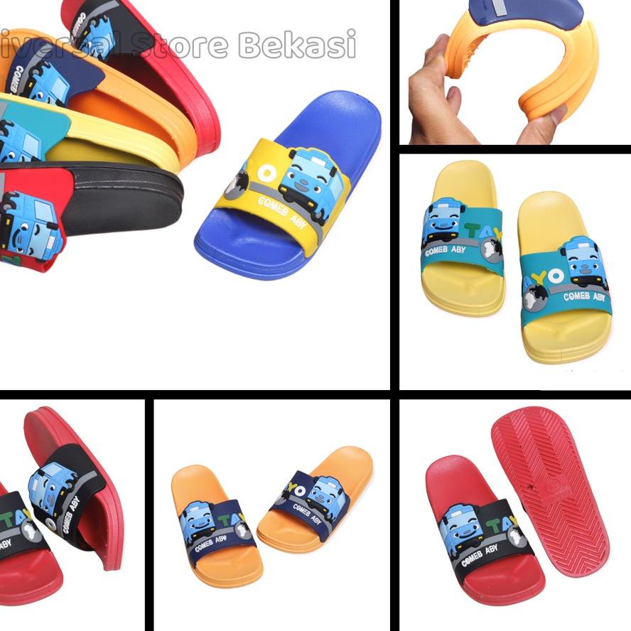 ♦ Sandal Slop Anak Perempuan Laki Karakter Tayo Sendal Selop Cewok Cowek Balita Karet Jelly Import ☏