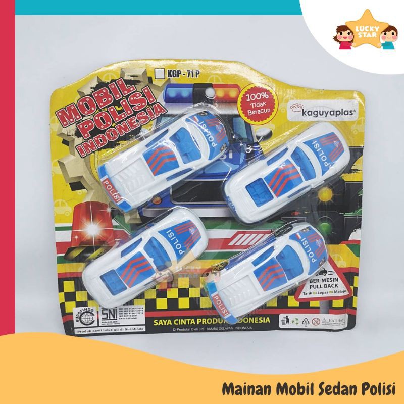Mainan Mobil Sedan Polisi Indonesia Isi 4 Pcs Pull Back KGP-71P