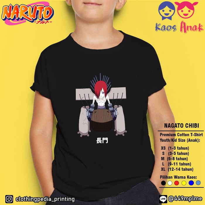 Kaos Baju Anak Nagato Uzumaki Chibi Imut Pain Akatsuki Naruto T-Shirt