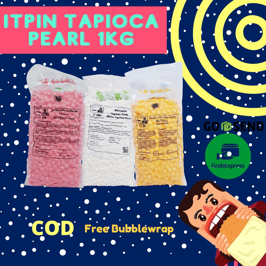 Natura PINK ORANGE WHITE TAPIOCA PEARL KEMASAN 1KG/ 1000G/ TOPPING BOBA ANEKA RASA