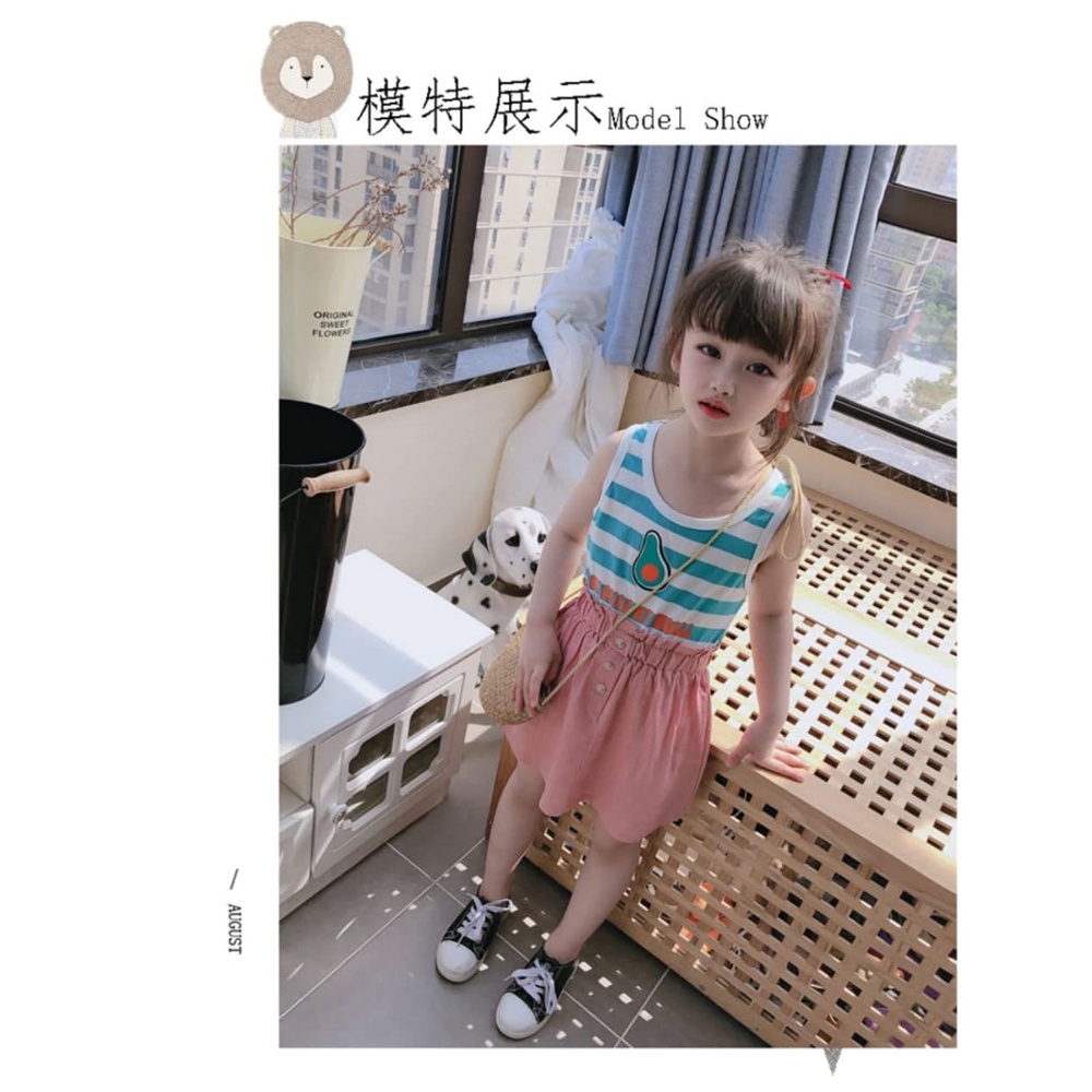 Promo !! dress anak perempuan import - dress simple pakaian anak import -  dress avocado blaster and three buttons uk 1-3th