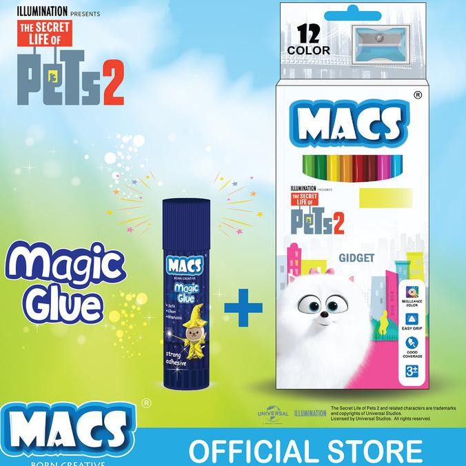

FUN BUNDLE Macs Magic Glue Stick dan Color Pensil 12 Warna Gidget