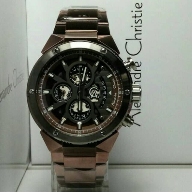Jam Tangan Pria Original Alexandre Christie AC 6461 Maroon Arloji keren