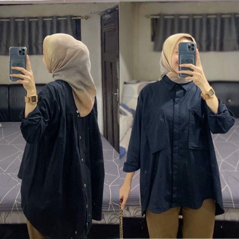 LORA TOP / KEMEJA ATASAN WANITA BAJU BLOUSE WANITA POCKET FULL KANCING AKTIF BUSUI FRIENDLY