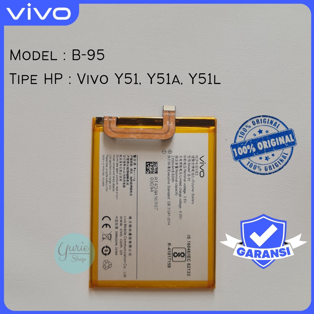 BATERAI BATTERY BATRE VIVO Y51 B95 B-95 ORIGINAL