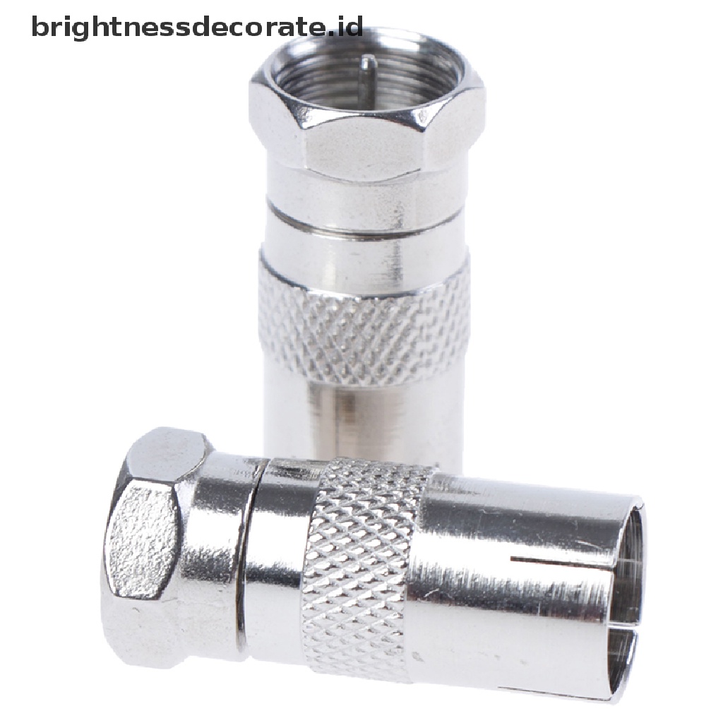 2pcs Adapter Konektor Socket Tipe F Male Ke Rf Coax Tv Aerial Female