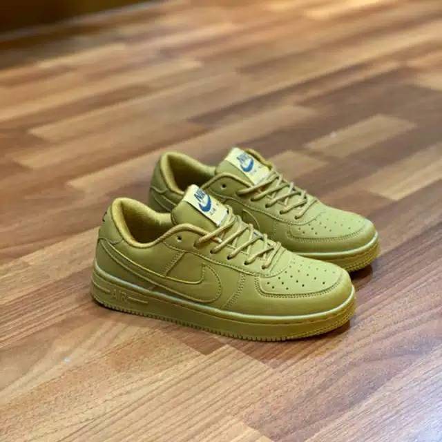 Sepatu Nike Air Force One Brown Import Quality Made In Vietnam With Box - Sepatu Pria