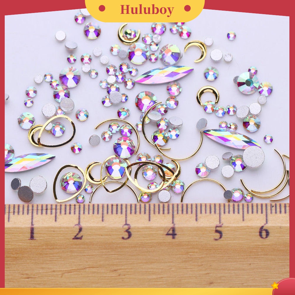 Huluboy Huluboy♡ Dekorasi Nail Art 3D Bentuk Geometris Bahan Alloy Aksen Glitter Berlian Imitasi Untuk Manicure
