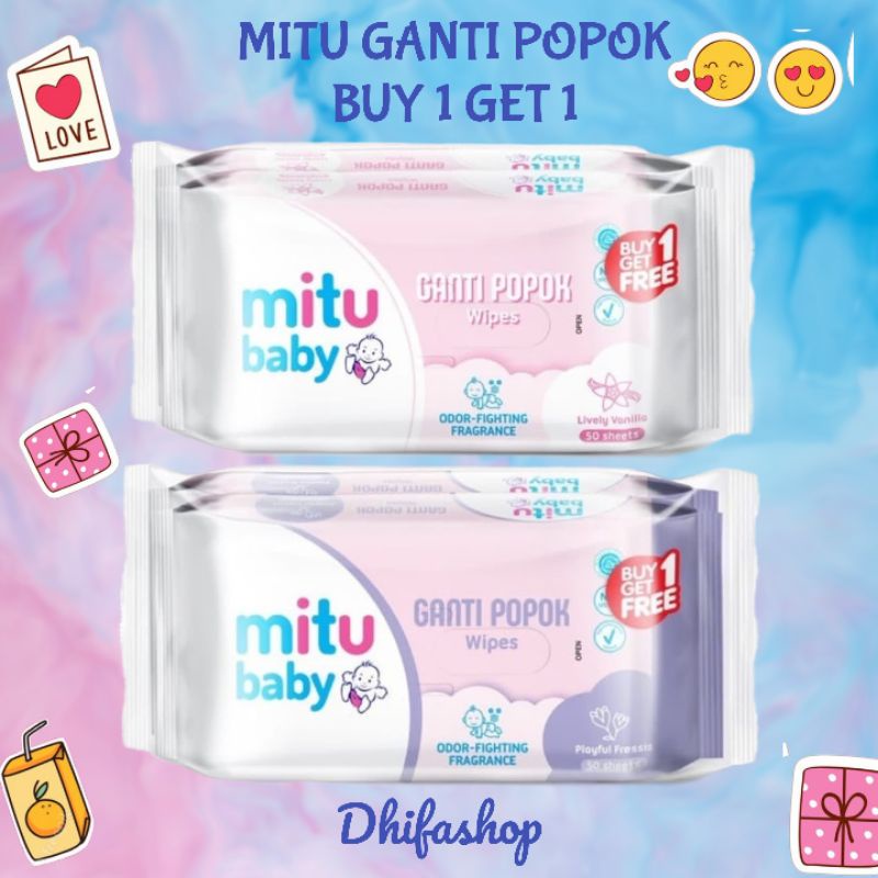 TISU BASAH MITU BABY WIPES GANTI POPOK 50S BELI 1 GRATIS 1