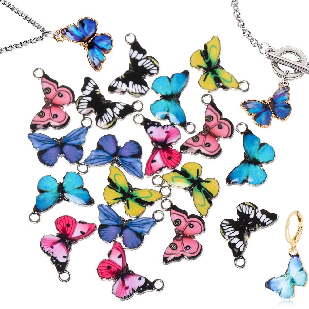 Preva 10PCS Butterfly Charms Fashion Kalung Gelang Anting Kerajinan DIY Aksesoris Hewan Lucu