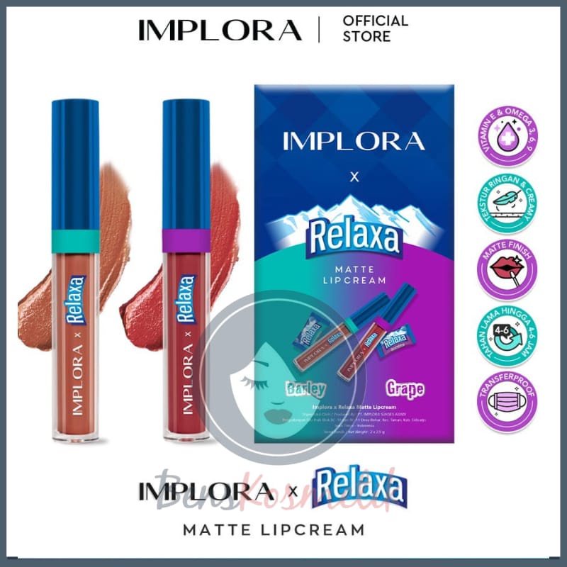 IMPLORA X RELAXA MATTE LIPCREAM LIP CREAM BARLEY AND GRAPE