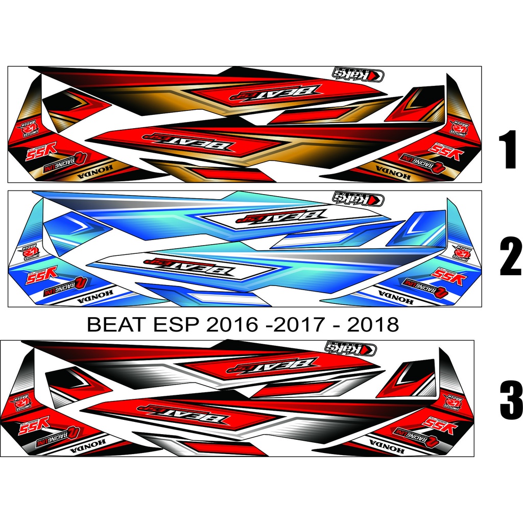 STRIPING STICKER VARIASI MOTOR HONDA BEAT 2017 2018 ESP STREET MOTIF RACING