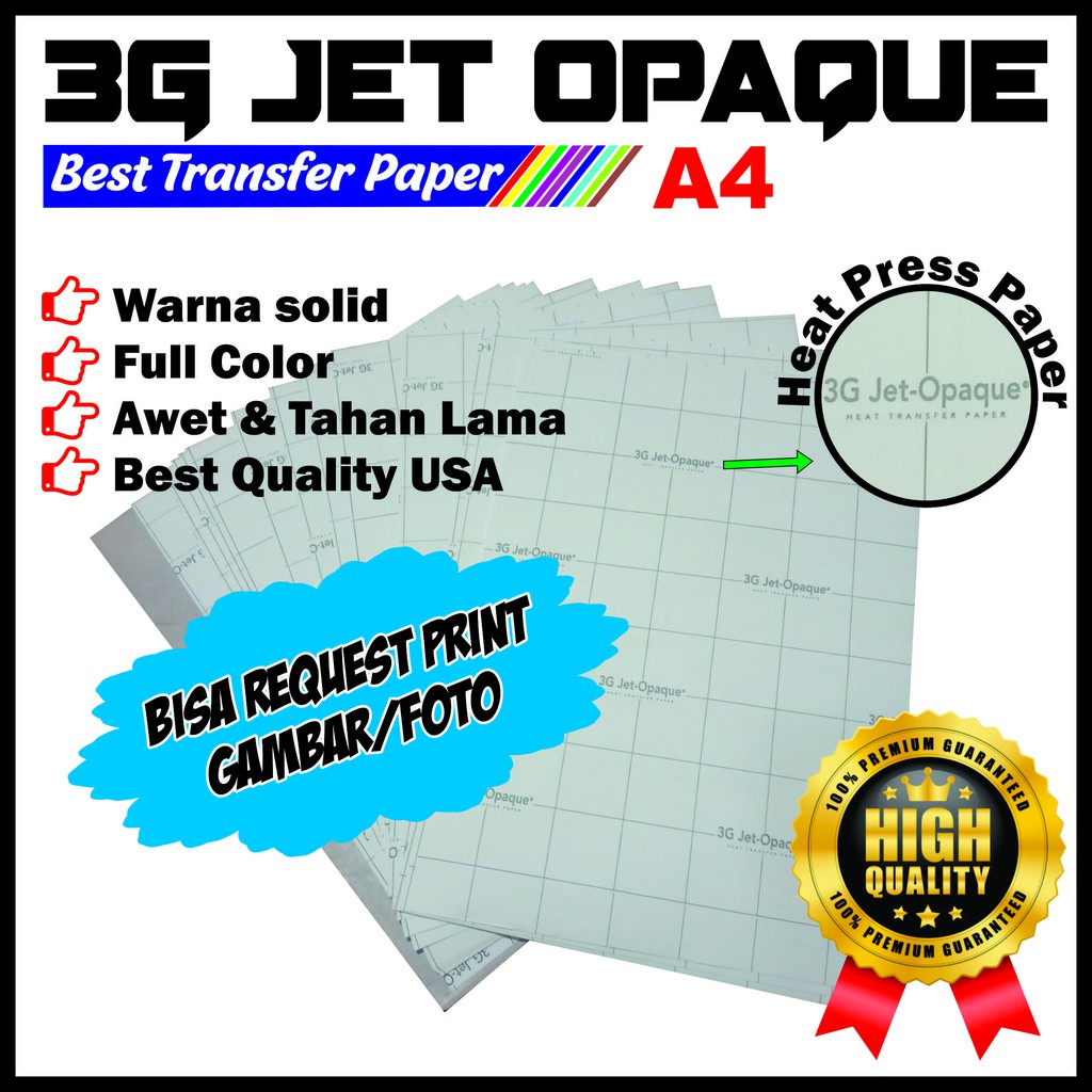 

Kertas Transfer Paper 3G Opaque A4