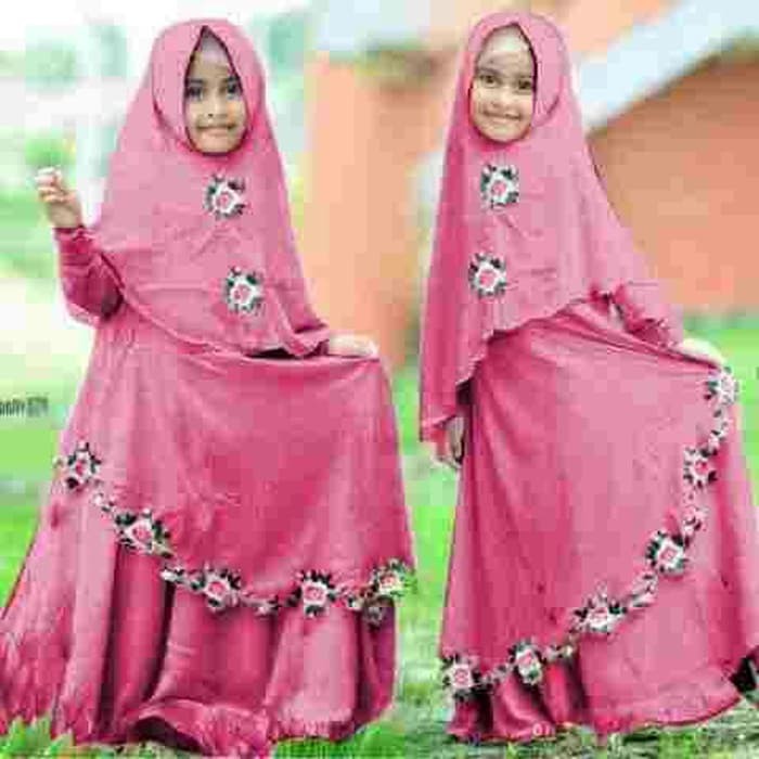 syari anak bunga nazwa fanta gamis anak perempuan kid kids pink puschia