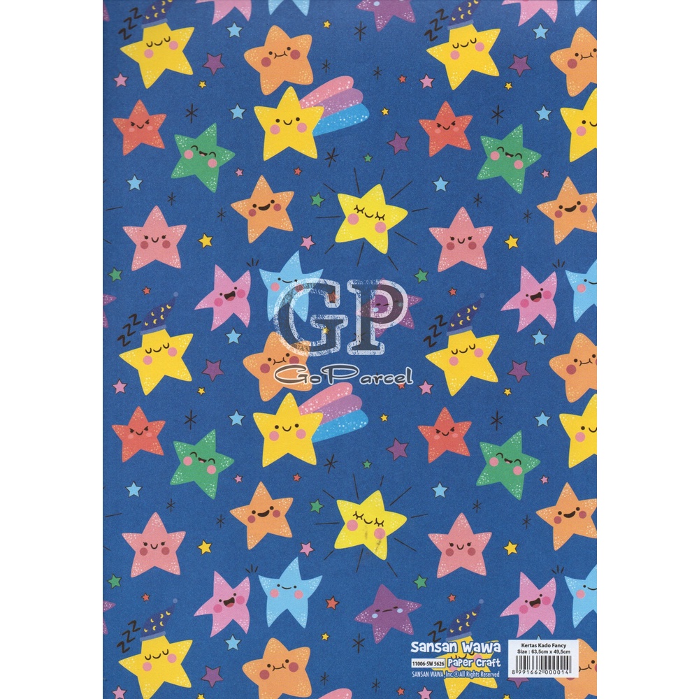 ( 5 Lembar ) STARS SANWA - KERTAS KADO COLORS - GIFT WRAP PAPER SANSAN WAWA BINTANG STAR WARNA WARNI VINTAGE UNIVERSAL ELEGANT