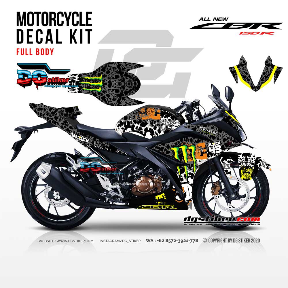 Modif Striping CBR 150R Hitam Kenblock DG Stiker Shopee Indonesia