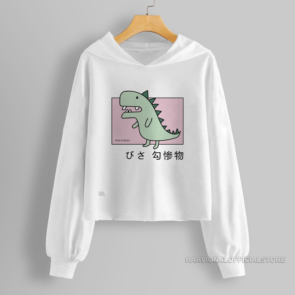 SWEATER CROP HOODIE DINO BAHAN FRENCHTERRY TERLARIS