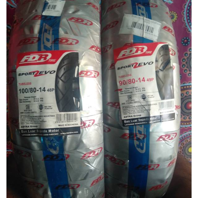 Paket ban tubles matic FDR sport zevo 90/80 + 100/80.14 free pentil 100% original