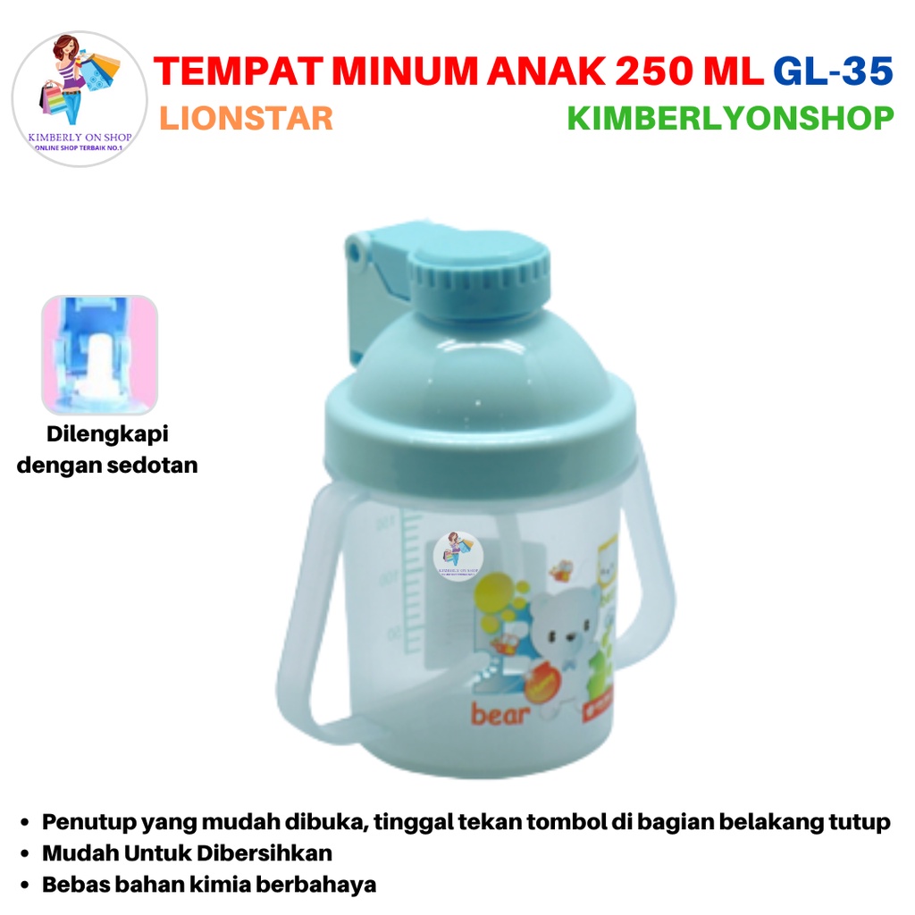 Botol Minum Anak Sedotan Anti Tumpah 250 ml GL 35 Lion Star