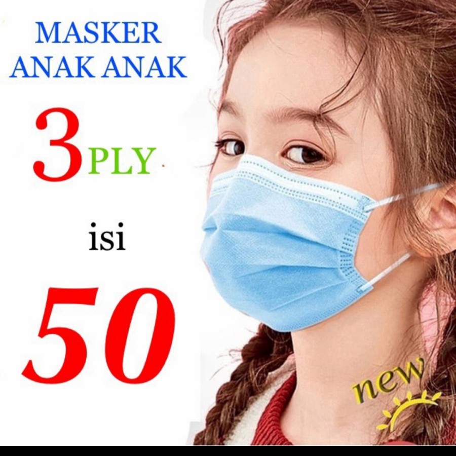 Masker anak 3ply medis surgical mask karakter isi 50 kids kesehatan ok - HK