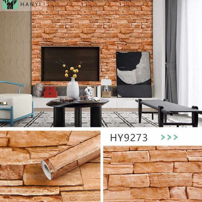 Wallpaper Dinding Batu Sticker Dinding Batu Alam 3D Coklat