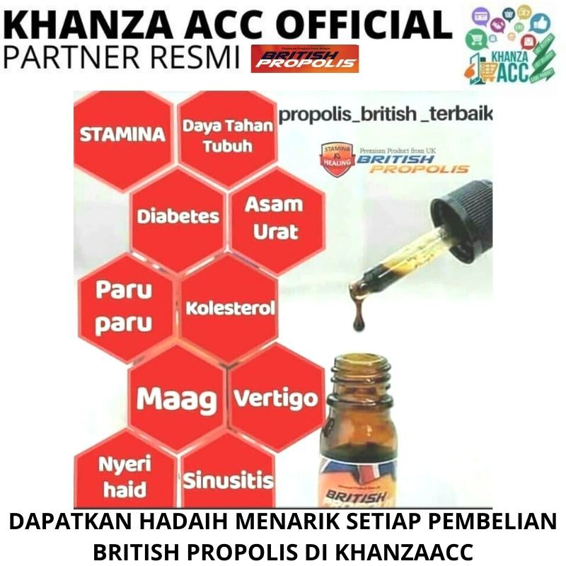 KHANZAACC British Propolis BP Vitamin Obat Herbal Suplemen Imun Tubuh 1 botol isi 6ml Original