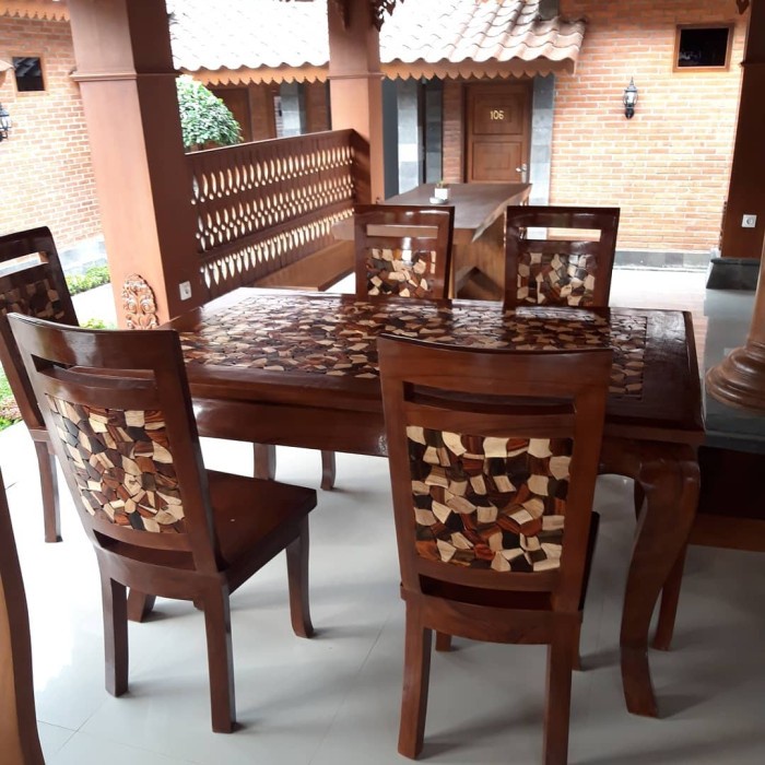 KURSI MEJA MAKAN ANTIK KAYU JATI 6 kursi