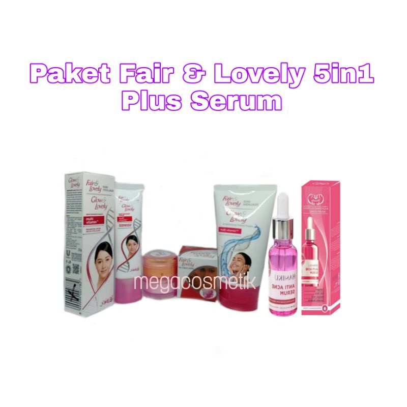 PAKET LENGKAP FAIR &amp; LOVELY 5in1 - FACIAL FOAM + CREAM DAY &amp; NIGHT + PELEMBAB PLUS SERUM