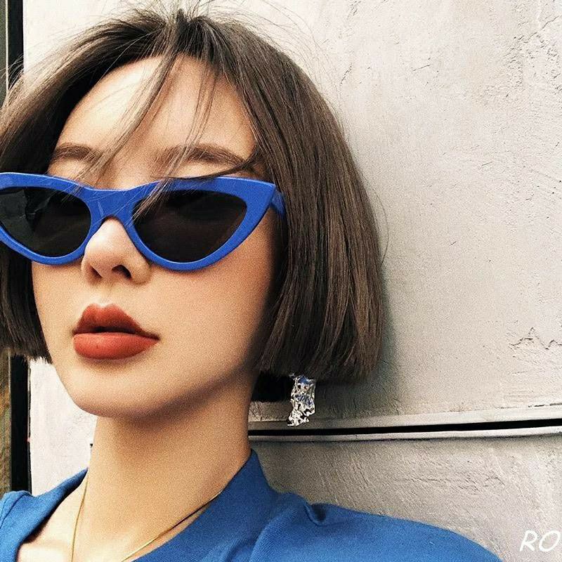 AZAHRA Korean KACAMATA CAT EYE KACAMATA Segitiga Mata Kucing Kacamata Hitam Wanita/Pria Sunglasses