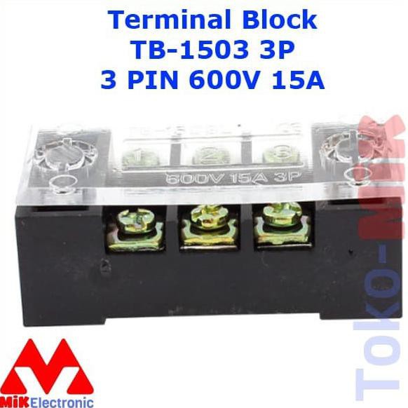 Tb-1503 Terminal Block Blok 3 Kabel 3 Pin 3P Sekrup 3Mm Tb1503 15A Tokmik23 Ayo Beli