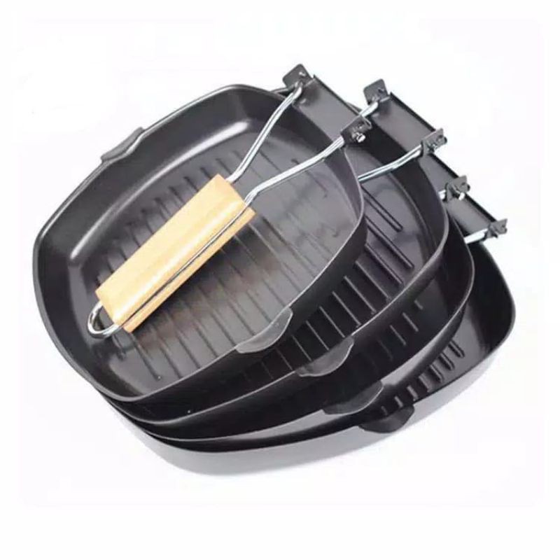 (PROMO) COD Panggangan Lipat SQUARE GRILL PAN 20CM / PEMANGGANG ANTI LENGKET / PANGGANGAN / Teflon